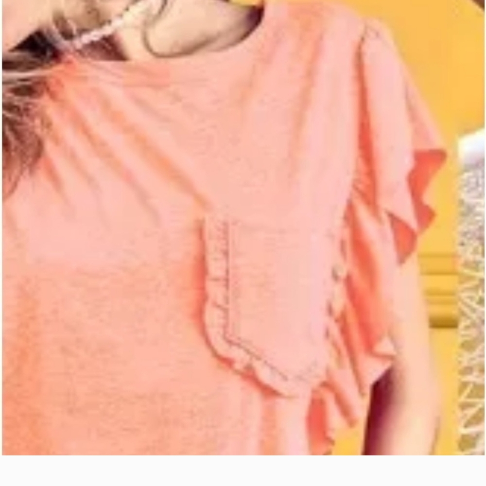 BiBi Coral Ruffle Sleeve Tee